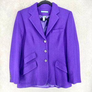 Lauren Ralph Lauren Blazer Womens 8 Purple Wool Blend Jacket Old Money Luxury